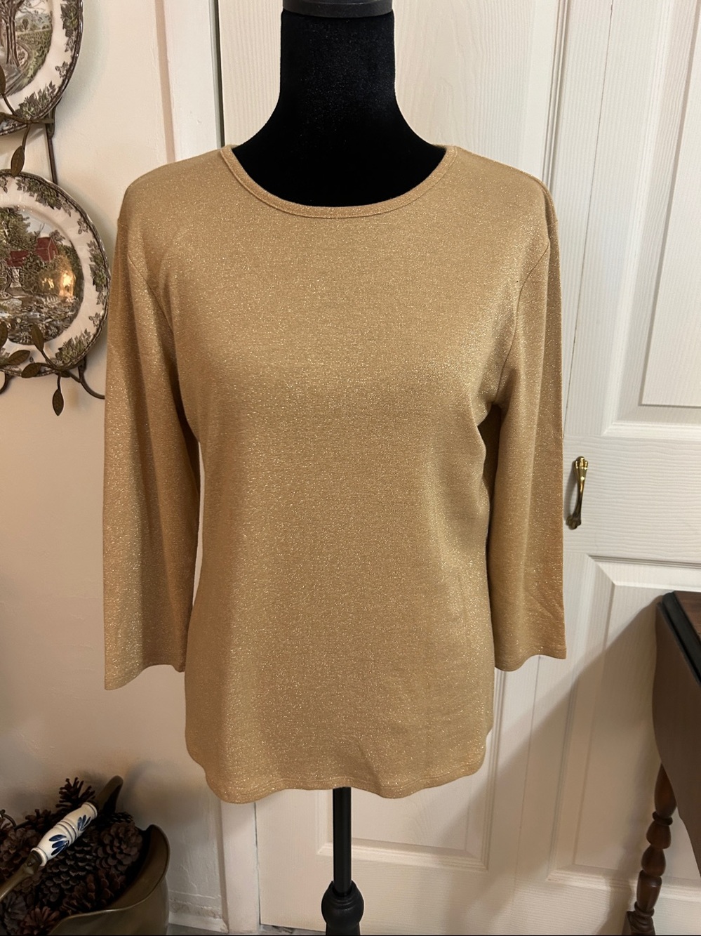 Willi Smith Shimmery Gold Crewneck Sweater